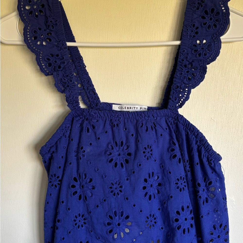 Blue Eyelet Sleeveless Top